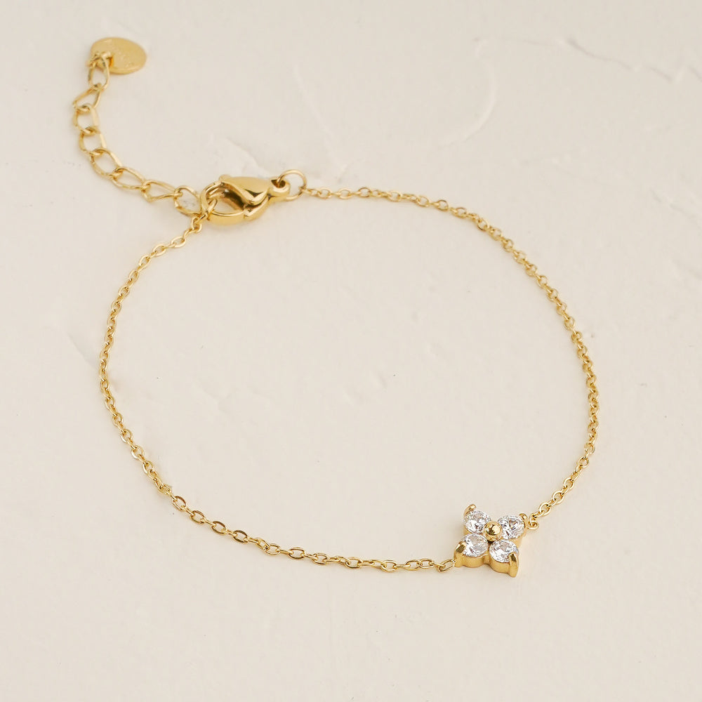 Clove White CZ Bracelet - Gold
