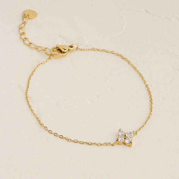 Clove White CZ Bracelet - Gold