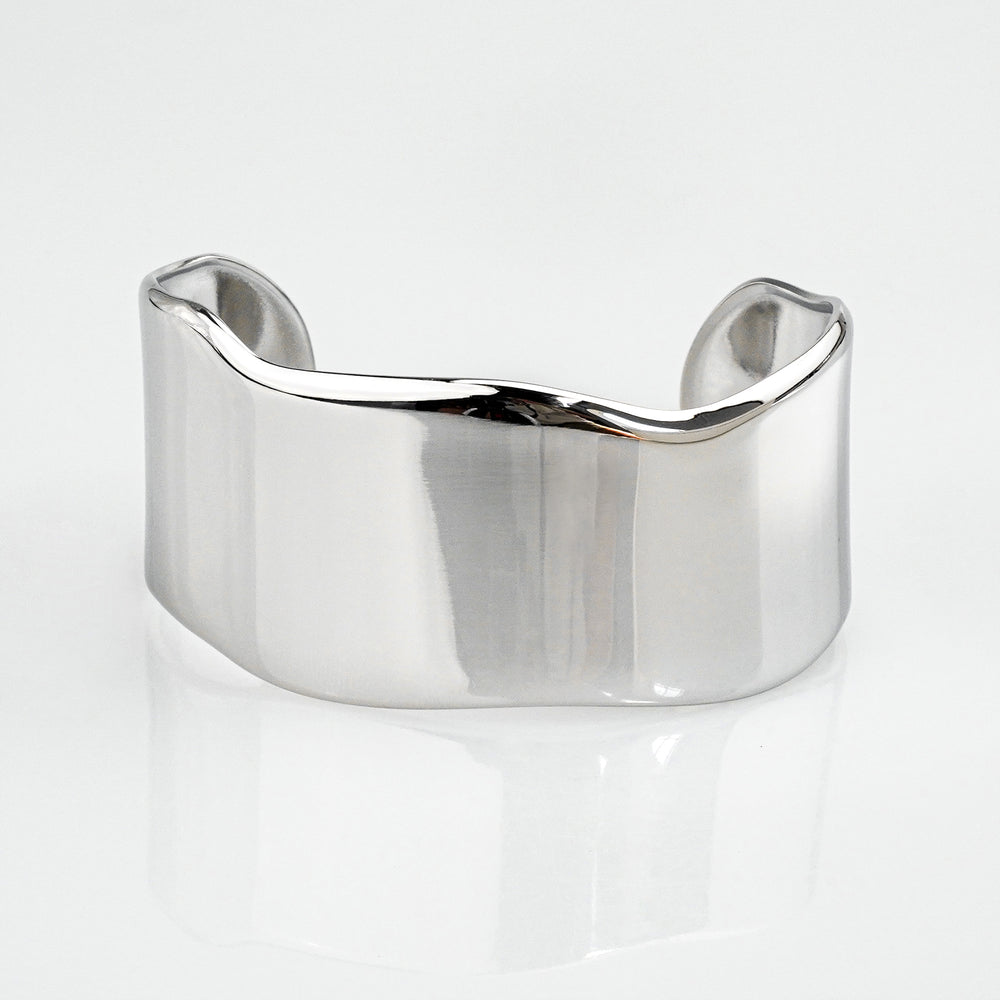 Syla Abstract Bold Cuff Bangle - Silver