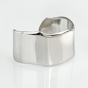 Syla Abstract Bold Cuff Bangle - Silver