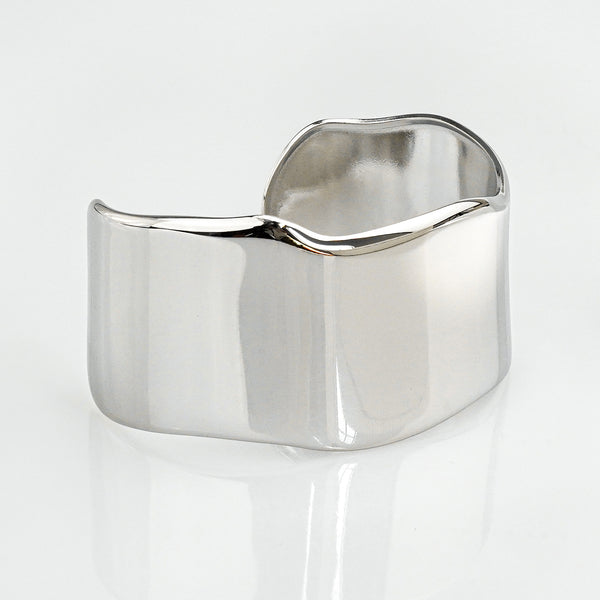 Syla Abstract Bold Cuff Bangle - Silver