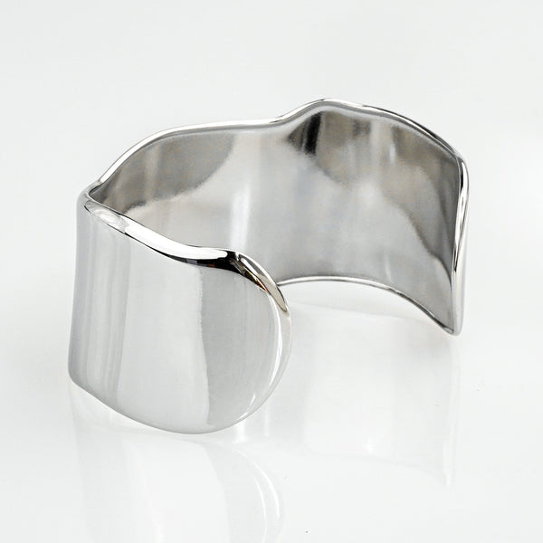 Syla Abstract Bold Cuff Bangle - Silver