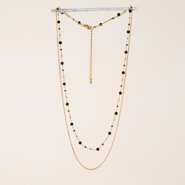 Black Agate Double Strand Necklace