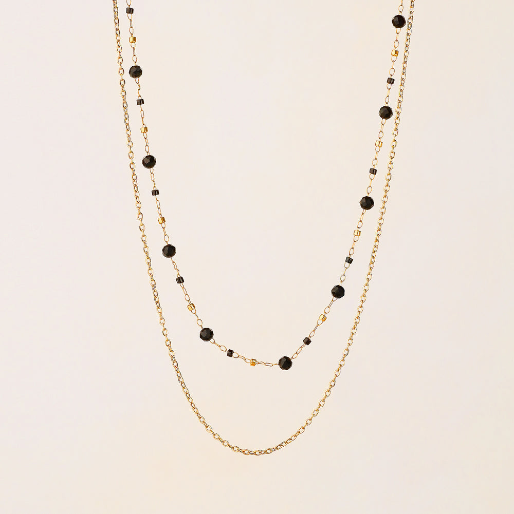 Black Agate Double Strand Necklace