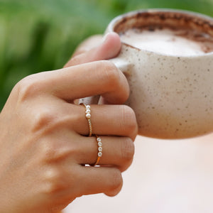 Orla Ring with Triple Pearls - Gold