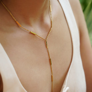 Lini Bar Lariat Necklace - Gold