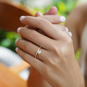 Zura White CZ Double Ring - Gold