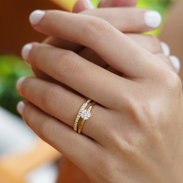 Zura White CZ Double Ring - Gold