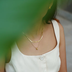 Rintik Double Chain Necklace with Solid Tear Drop - Gold
