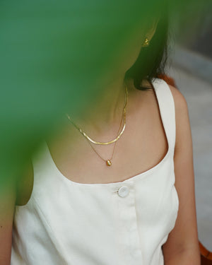 Rintik Double Chain Necklace with Solid Tear Drop - Gold