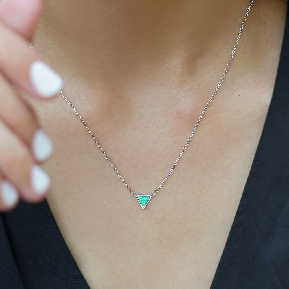 Turquoise Triangle Necklace - Silver