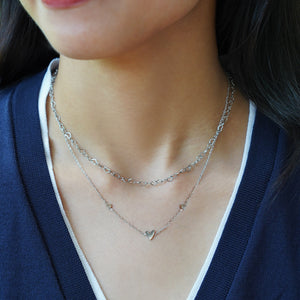 Tria Tiny Trio Heart Necklace - Silver