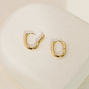Kira Medium Cushion Shaped Hoops - Gold