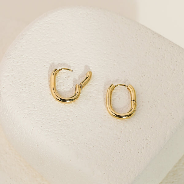 Kira Medium Cushion Shaped Hoops - Gold