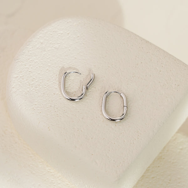 Kira Medium Cushion Shaped Hoops - Silver