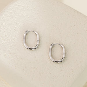 Kira Medium Cushion Shaped Hoops - Silver