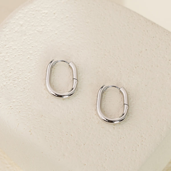 Kira Medium Cushion Shaped Hoops - Silver