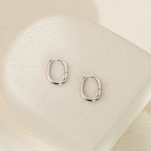 Kira Medium Cushion Shaped Hoops - Silver