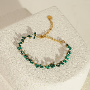Malachite & Moonstone Bead Bracelet