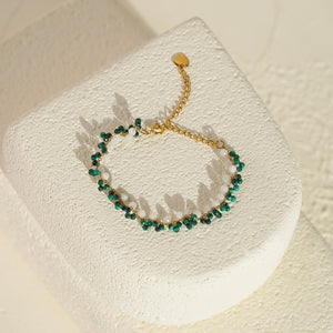 Malachite & Moonstone Bead Bracelet