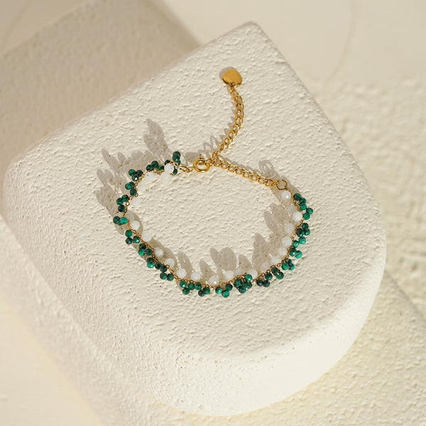 Malachite & Moonstone Bead Bracelet