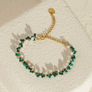 Malachite & Moonstone Bead Bracelet