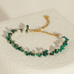 Malachite & Moonstone Bead Bracelet