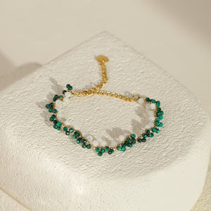 Malachite & Moonstone Bead Bracelet