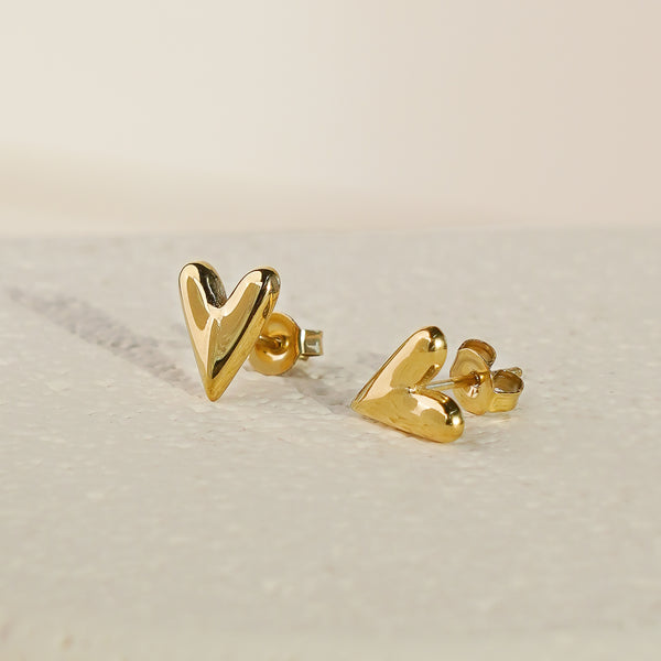 Solo Heart Earrings - Gold Vermeil