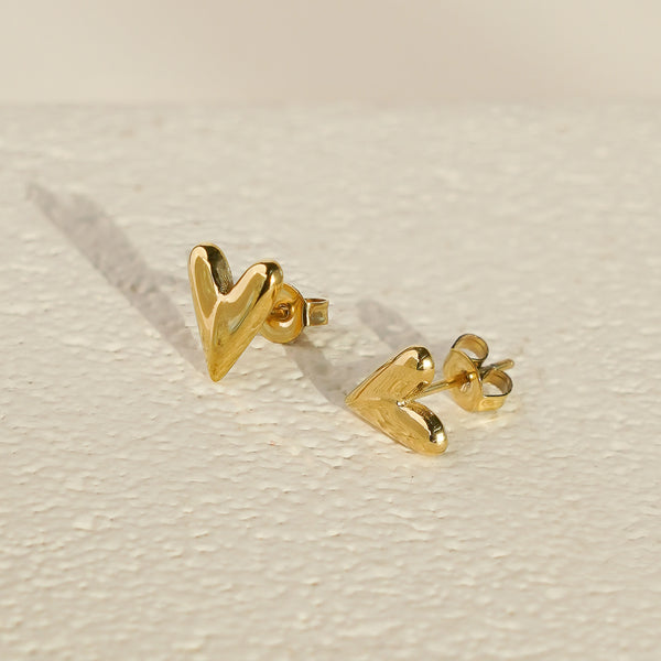 Solo Heart Earrings - Gold Vermeil