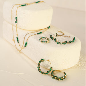 Malachite Bead Hoops