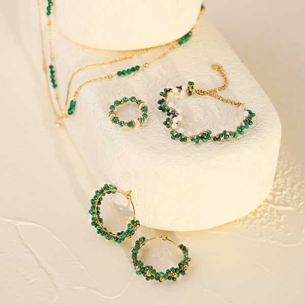 Malachite Bead Hoops