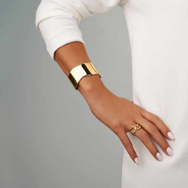 Syla Abstract Bold Cuff Bangle – Gold