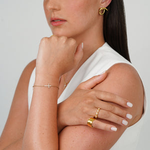 Cross With CZ Bracelet - Silver