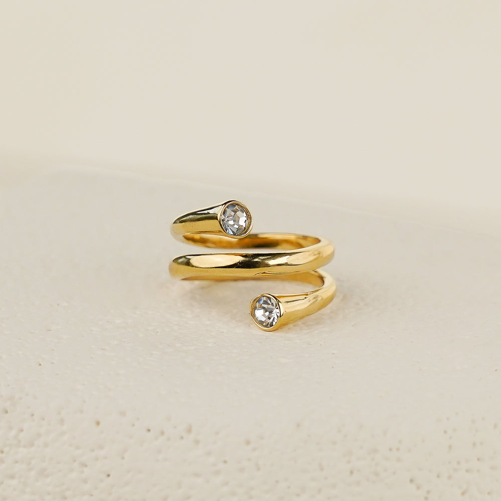 Whirl Ring with White CZ - Gold