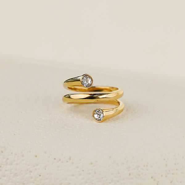 Whirl Ring with White CZ - Gold