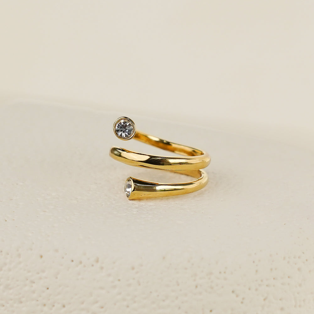 Whirl Ring with White CZ - Gold