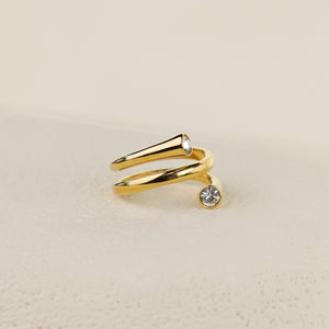 Whirl Ring with White CZ - Gold