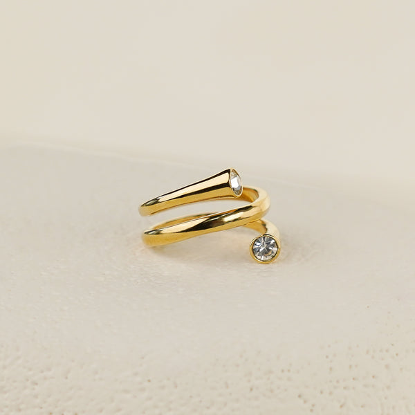 Whirl Ring with White CZ - Gold