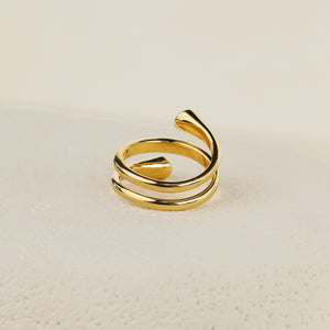 Whirl Ring with White CZ - Gold