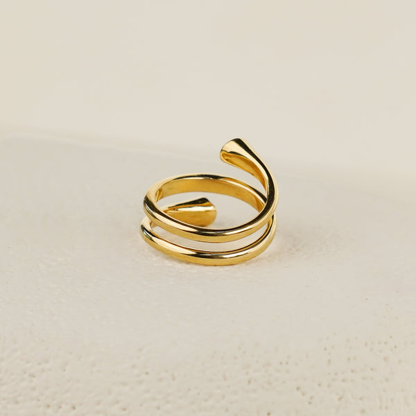 Whirl Ring with White CZ - Gold