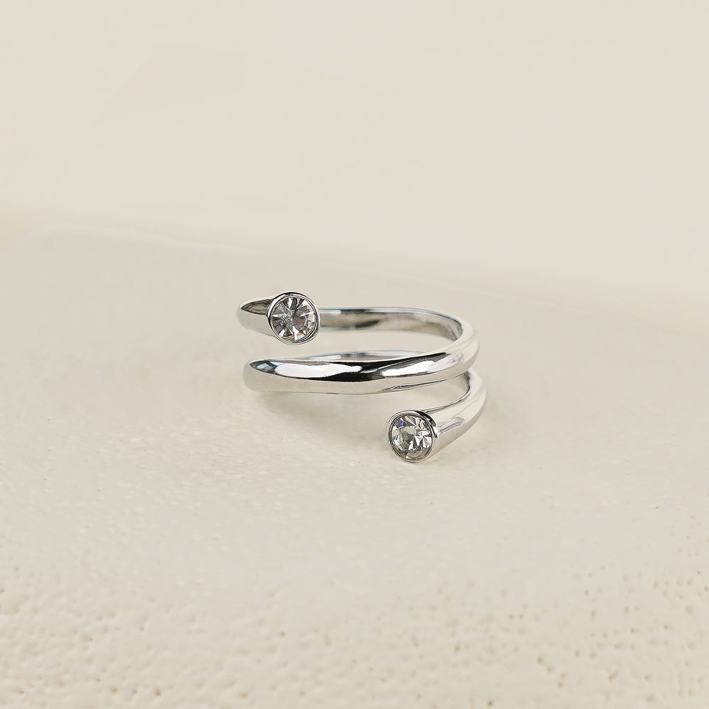 Whirl Ring with White CZ - Silver