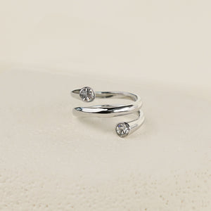 Whirl Ring with White CZ - Silver