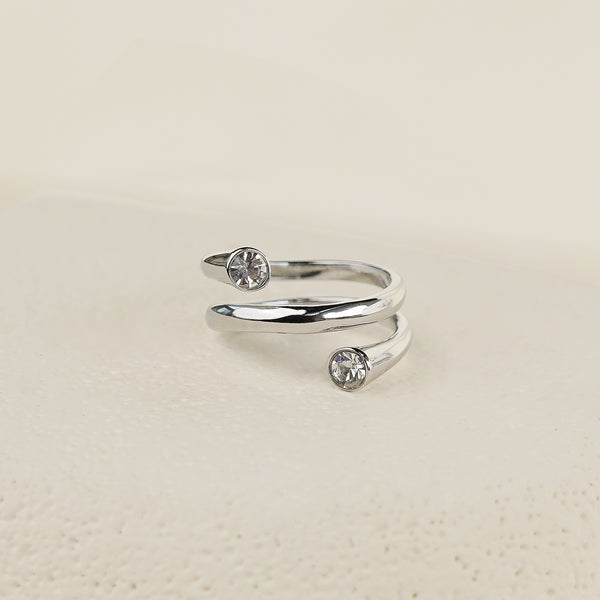 Whirl Ring with White CZ - Silver