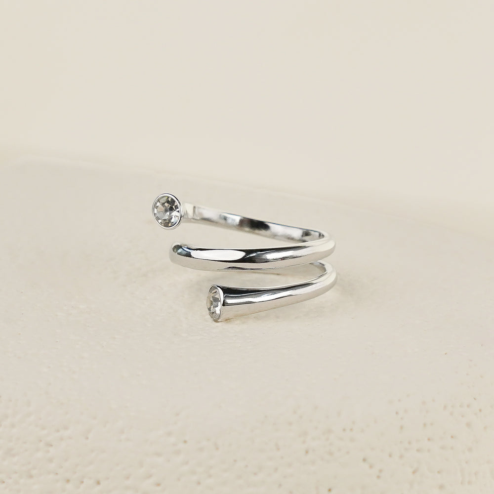 Whirl Ring with White CZ - Silver