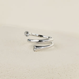 Whirl Ring with White CZ - Silver