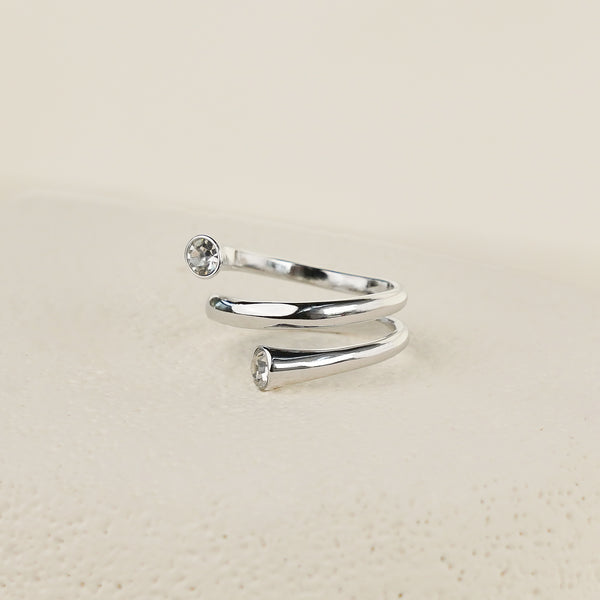 Whirl Ring with White CZ - Silver