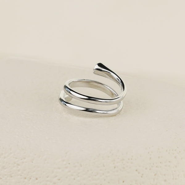 Whirl Ring with White CZ - Silver