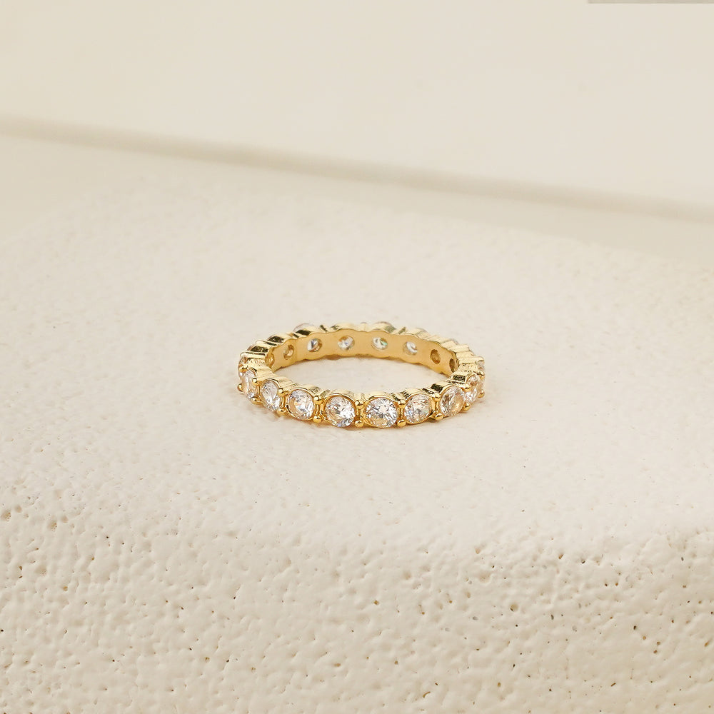 Luna Eternity White CZ Ring - Gold
