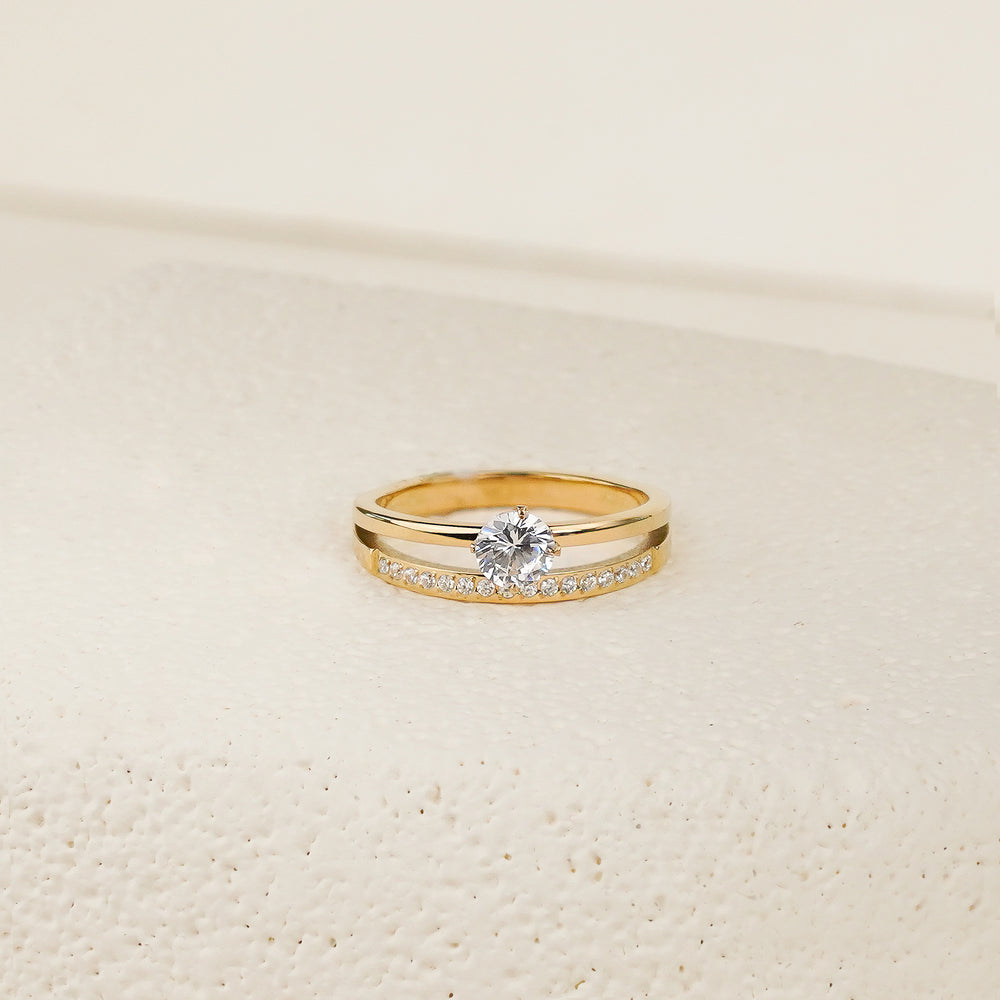 Zura White CZ Double Ring - Gold